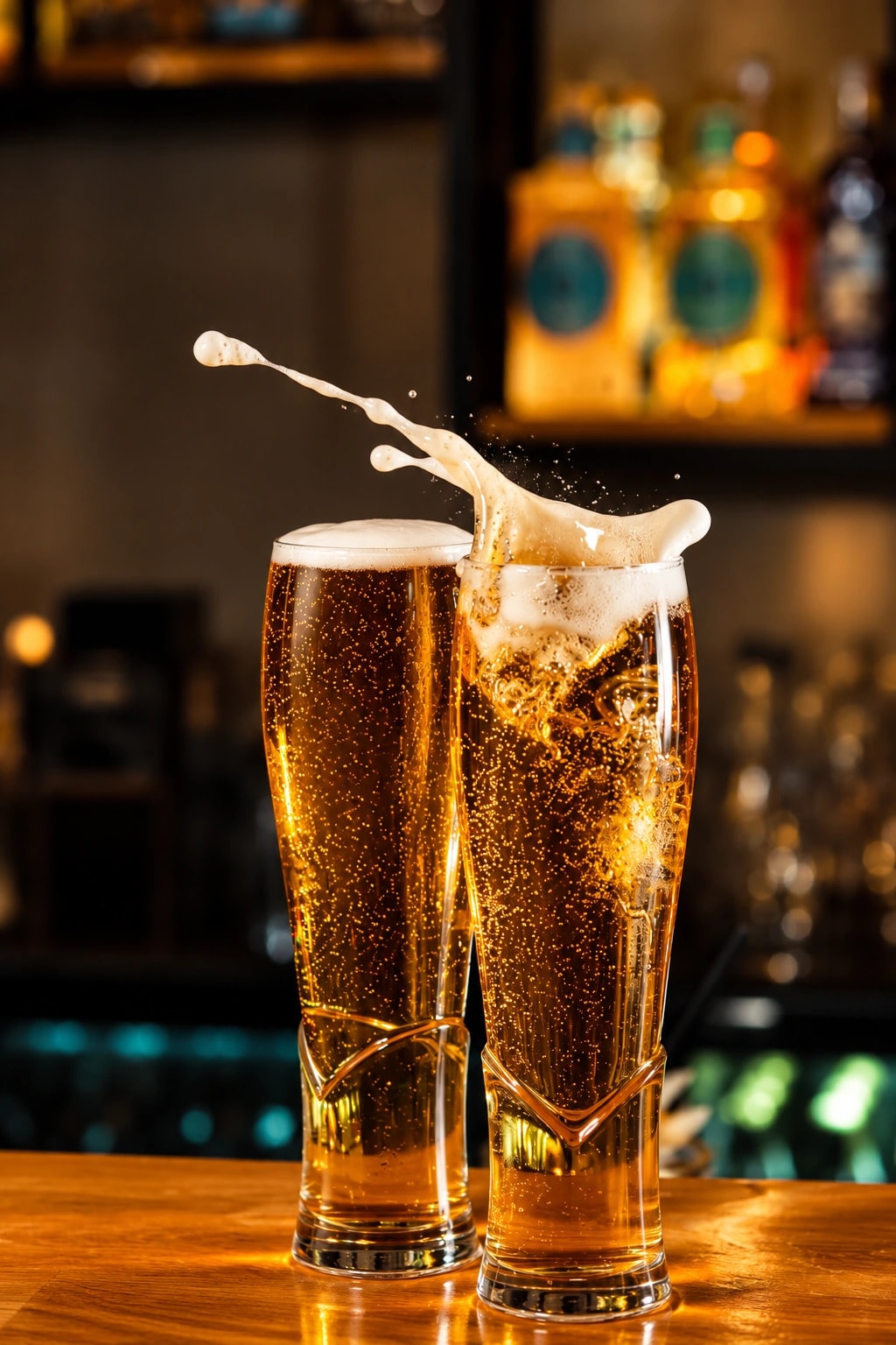Fresh golden beers with lively foam at Barrel Bar Alanya