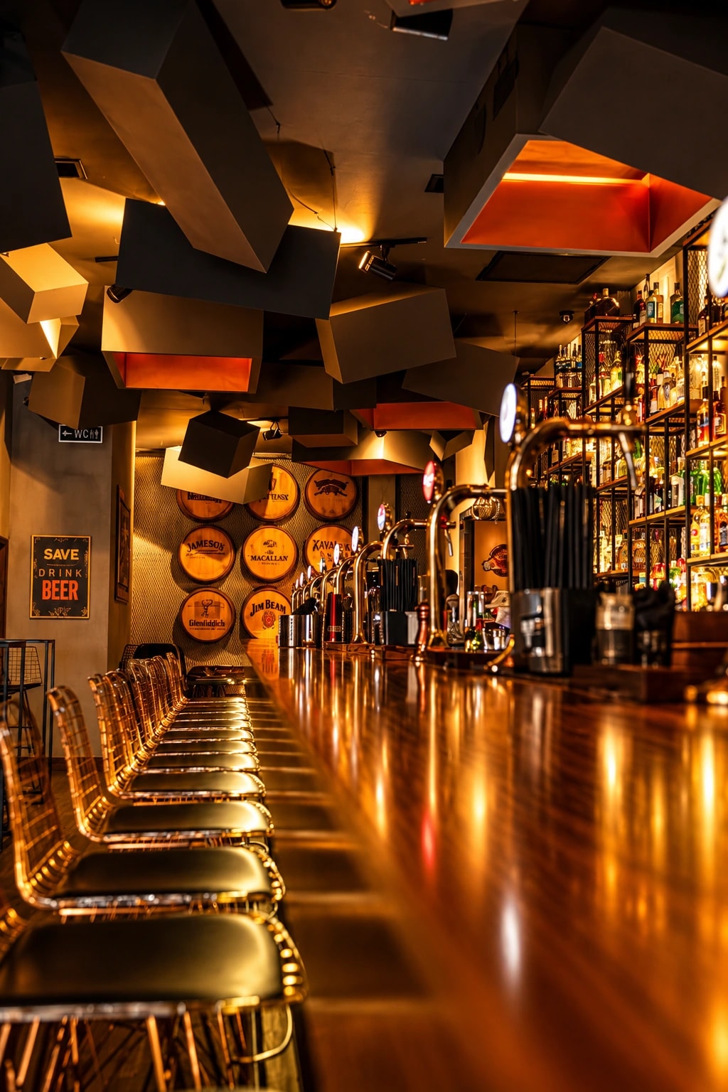 Original Barrel Bar Alanya counter, taps and seating in warm evening light